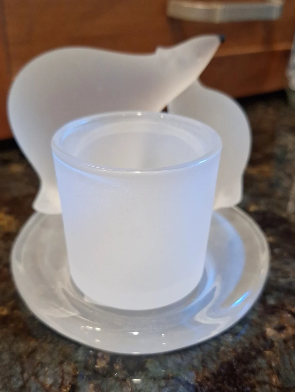 Vtg Partylite Frosted White Polar Bear Tea Light Holder -